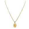 Stainless Steel Gold Plated Virgin Mary Pendant With Opal On Gold Plated Sterling Silver Made In Italy Chain Necklace (Rope Chain With Adjustable Slide, 22")