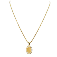 Stainless Steel Gold Plated Virgin Mary Pendant With Opal On Gold Plated Sterling Silver Made In Italy Chain Necklace (Rope Chain With Adjustable Slide, 22")