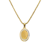 Stainless Steel Gold Plated Virgin Mary Pendant With Opal On Gold Plated Sterling Silver Made In Italy Chain Necklace (Rope Chain With Adjustable Slide, 22")