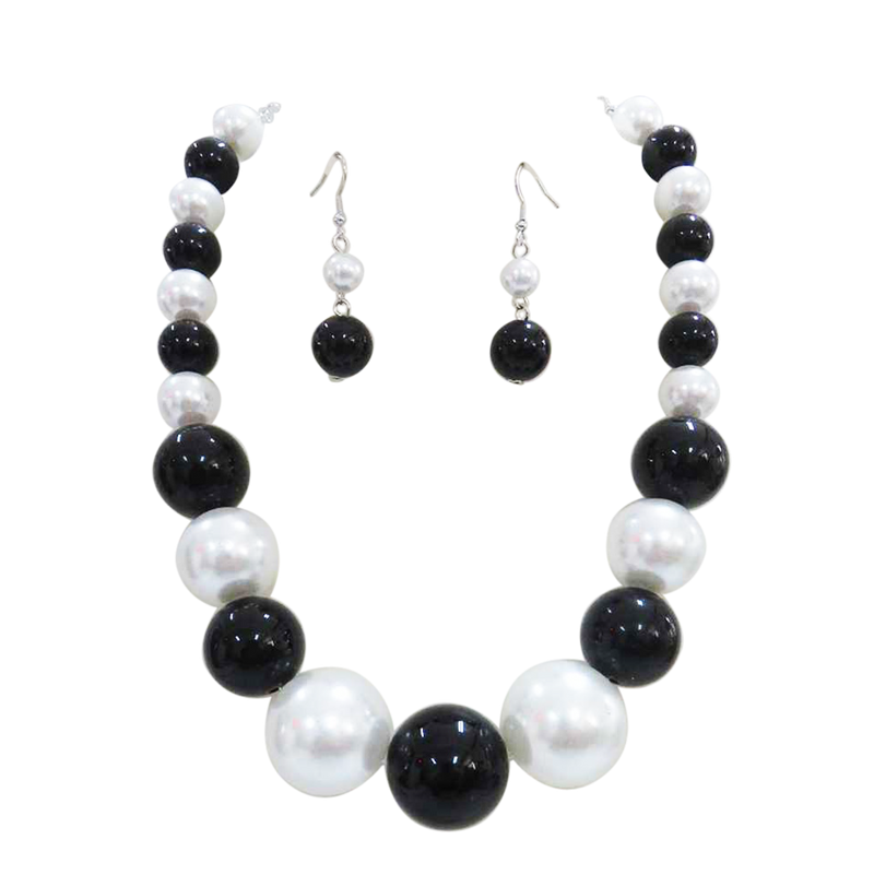 Statement Making Oversized Graduated Strand Of Simulated Pearls Necklace And Dangle Earrings Holiday Costume Jewelry Gift Set, 18"+4" Extender