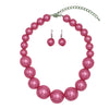 Statement Piece X-Large Holiday Simulated Pearl Strand Bib Necklace Earrings Set, 18"+4" Extender (Pink Silver Tone)