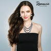 Stunning Multi Strand Ombre Simulated Pearl And Crystal Necklace Earrings Jewelry Set, 18"+3" Extender (Blue White Pearl Silver Tone)