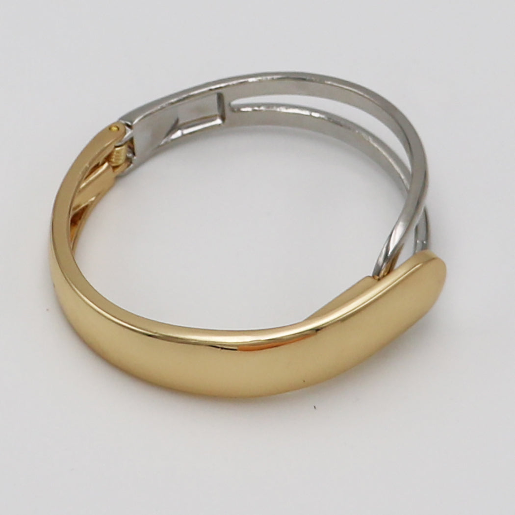 Chic And Stunning Polished Two Tone Metal Stackable Hinged