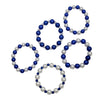 Women's Stacking Set of 5 Statement Stretch Beaded Simulated Pearl Bracelet, 6.75" (Blue And White Mix)