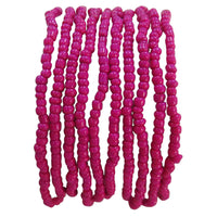 Vibrant Set Of 10 Statement Stacking Seed Bead Strands Bohemian Stretch Bracelet, 6.5"  Fuchsia Pink