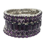 Stunning Statement Set Of 5 Colorful Crystal Rhinestone Stretch Bracelets, 6.75"