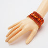 Women's Stunning Statement Bejeweled Set Of 5 Colorful Crystal Rhinestone Stretch Bracelets, 6.75" (Orange Crystal Gold Tone)