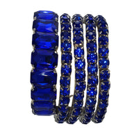 Stunning Statement Set Of 5 Colorful Crystal Rhinestone Stretch Bracelets, 6.75"