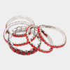 Stunning Statement Set Of 5 Colorful Crystal Rhinestone Stretch Bracelets, 6.75"