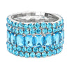 Stunning Statement Set Of 5 Colorful Crystal Rhinestone Stretch Bracelets, 6.75"