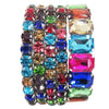 Stunning Statement Set Of 5 Colorful Crystal Rhinestone Stretch Bracelets, 6.75" (Multicolored Crystal Silver Tone)