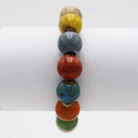 Ceramic Bead Stretch Bracelet, Multicolor, 14mm Beads, 7 Inch Stacking Bracelet