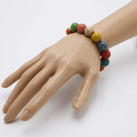 Ceramic Bead Stretch Bracelet, Multicolor, 14mm Beads, 7 Inch Stacking Bracelet