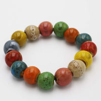 Ceramic Bead Stretch Bracelet, Multicolor, 14mm Beads, 7 Inch Stacking Bracelet