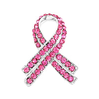 Charming Pink Ribbon Crystal Rhinestone Lapel Pin Brooch 1.5"