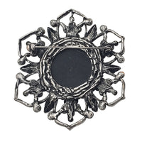 Stunning Oversized Crystal Rhinestone Victorian Cameo Statement Brooch Pin, 2.5" (Black Flower Frame)