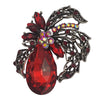 Stunning And Vibrant Ruby Red Glass Crystal Teardrop Flower Spray Statement Brooch, 2.75"