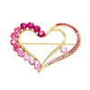 Sparkling Crystal Pink and Gold Tone Rhinestone Heart Brooch Pin