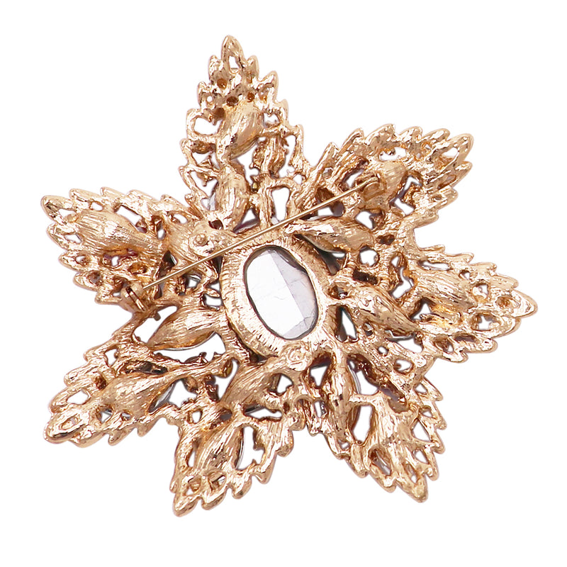 Women's Stunning Vintage Vibes Multicolored Crystal Starburst Flower Statement Brooch Pin, 4"