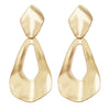 Women's Chic Textured Metal Teardrop Shaped Hoops Statement Clip On Earrings, 3.25" (Matte Gold Tone)