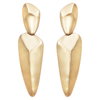 Women's Unique Metal Geometric Arrow Dangle Clip On Style Earrings, 3.25" (Matte Gold Tone)