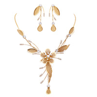 Stunning Floral Statement Dangling Necklace and Earring Set