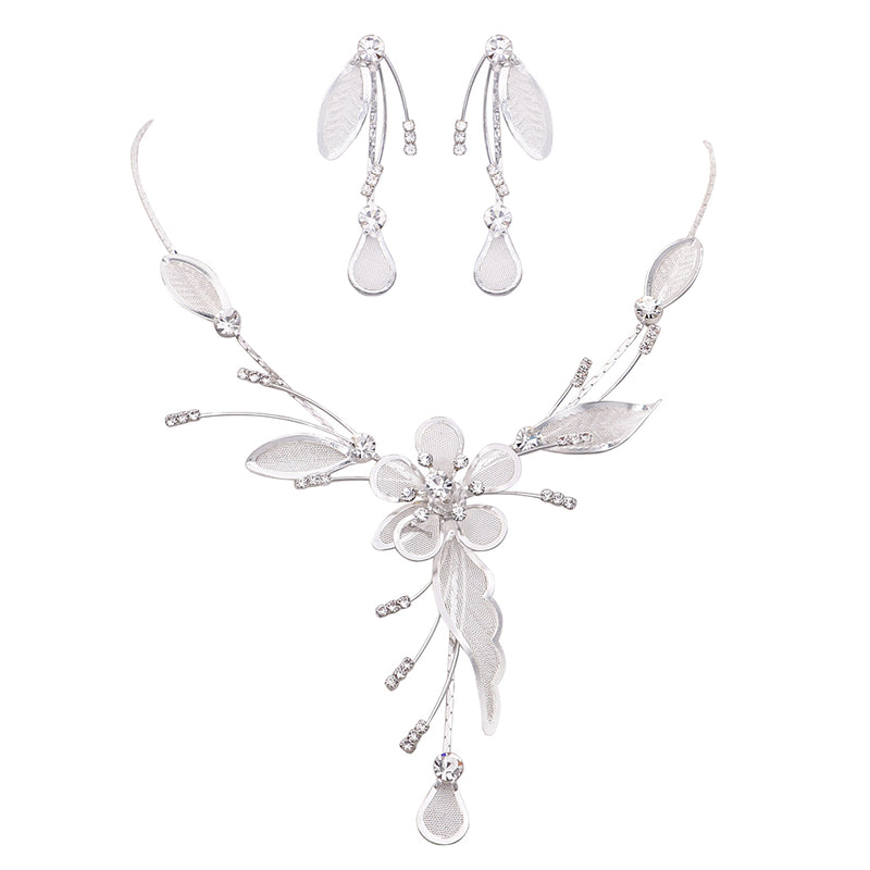 Stunning Floral Statement Dangling Necklace and Earring Set