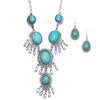 Women’s Statement Southwest Boho Dream Catcher Style Natural Dyed Turquoise Howlite Stone Necklace and Earrings Set, 18-20" with 2" Extender