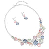 Women's Unbe-leaf-ably Beautiful Colorful Pastel Textured Metal Leaf Statement Necklace Earrings Set, 15"-17" with 2" Extender