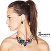 Women's Unbe-leaf-ably Stunning Colorful Enamel And Resin Leaf Statement Necklace Earrings Set, 16-+3" Extender