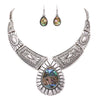 Women's Stunning Natural Howlite Stone Teardrop Western Statement Necklace And Earrings Set