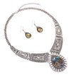 Women's Stunning Natural Howlite Stone Teardrop Western Statement Necklace And Earrings Set