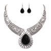 Women's Stunning Natural Howlite Stone Teardrop Western Statement Necklace And Earrings Set