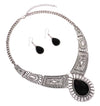 Women's Stunning Natural Howlite Stone Teardrop Western Statement Necklace And Earrings Set
