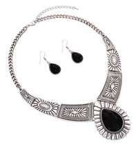 Women's Stunning Natural Howlite Stone Teardrop Western Statement Necklace And Earrings Set