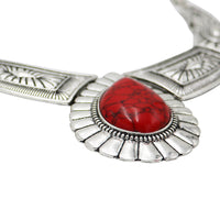Southwest Teardrop Stone Statement Necklace Earrings Set