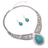 Women's Stunning Natural Howlite Stone Teardrop Western Statement Necklace And Earrings Set