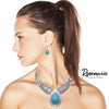 Women's Stunning Natural Howlite Stone Teardrop Western Statement Necklace And Earrings Set