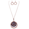 Women's Stunning Natural Abalone Shell Statement Rose Gold Tone Medallion Pendant Necklace Earrings Set, 30"+3" Extender