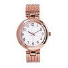 Women's Chic and Stylish Round Face Polished Metal with Textured Stripe Cuff Band Bracelet Watch, 6.5" (Rose Gold Tone)