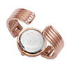 Women's Chic and Stylish Round Face Polished Metal with Textured Stripe Cuff Band Bracelet Watch, 6.5" (Rose Gold Tone)