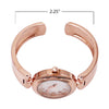 Women's Chic and Stylish Round Face Polished Metal with Textured Stripe Cuff Band Bracelet Watch, 6.5" (Rose Gold Tone)