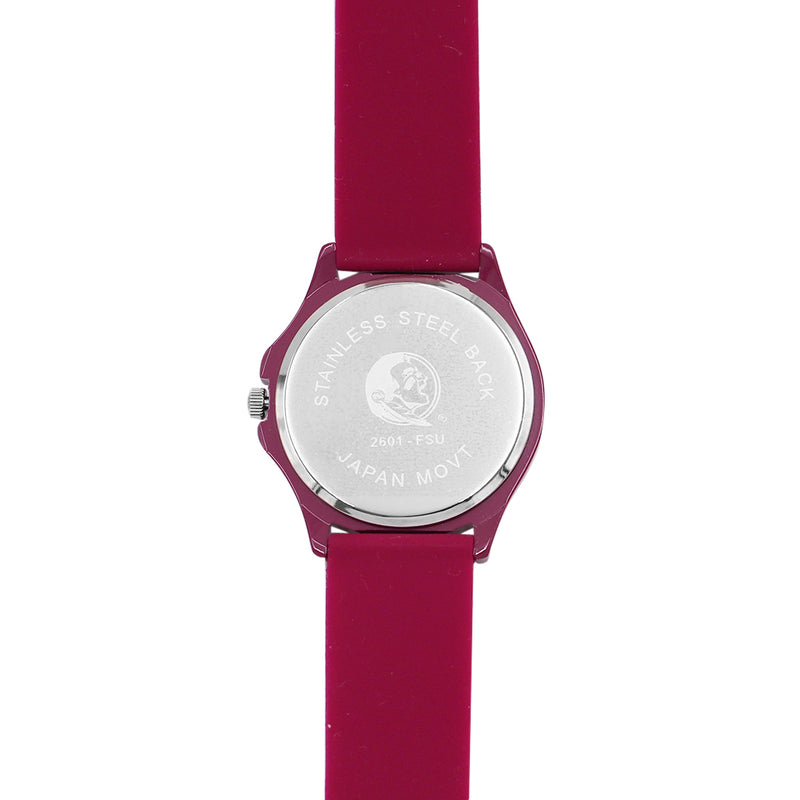 Women's Licensed Collegiate University Adjustable Silicone Band Team Spirit Ladies Sport Wrist Watch, 9.5" (Florida State University Seminoles)