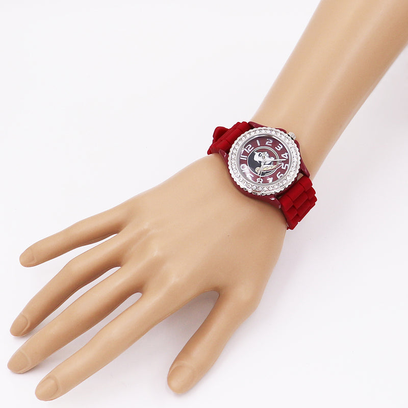 Women's Licensed Collegiate University Adjustable Silicone Band Team Spirit Ladies Sport Wrist Watch, 9.5" (Florida State University Seminoles)