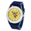 Women's Licensed Collegiate University Adjustable Silicone Band Team Spirit Ladies Sport Wrist Watch, 9.5" Florida State University Seminoles (West Virginia University Mountaineers)
