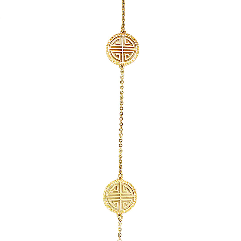 Four Blessings Good Luck Necklace, 36"+3" Extender (Gold Tone)