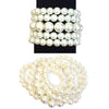 Women's Statement Set Of 5 Stacking Pearl Bead Stretch Bracelets, 2.5" (Cream)