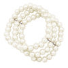 3 Strand 10mm Simulated Pearl Stretch Bracelet, 2.5" (Cream)