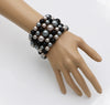 Statement Set of 5 Stacking Pearl Bead Stretch Bracelets, 2.5" (Black Gray Mix)