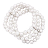 3 Strand 10mm Simulated Pearl Stretch Bracelet, 2.5" (White)